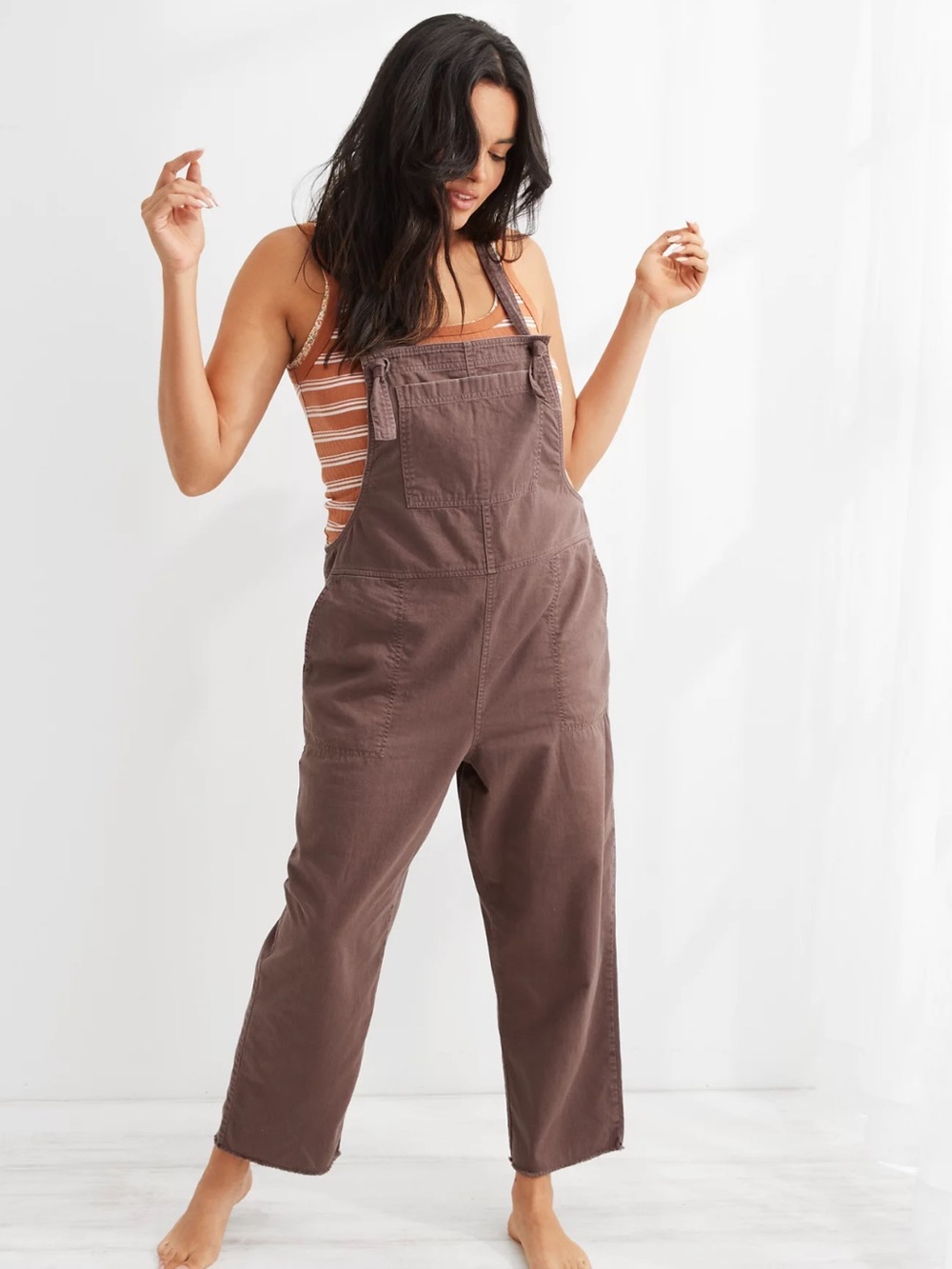 Aerie Werk & Play Twill Brown Overalls Size M